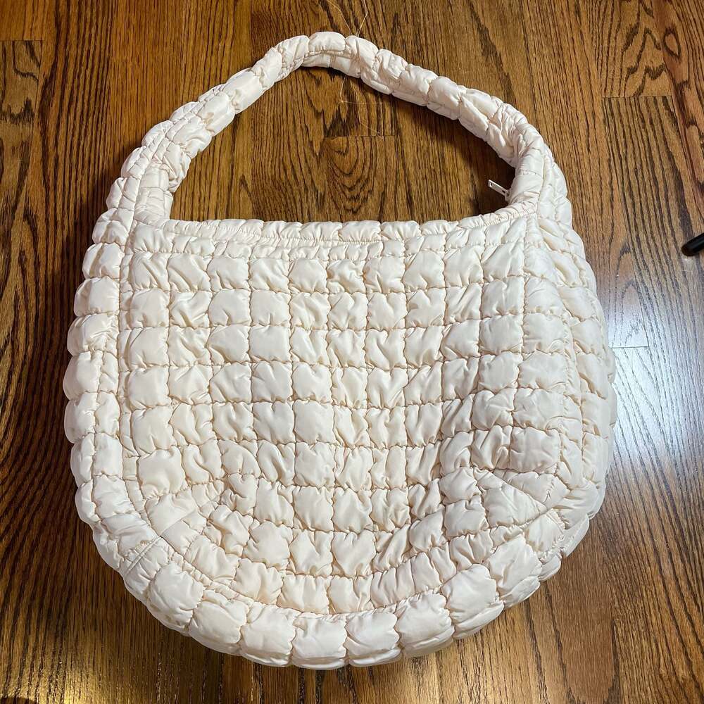 COS Oversized Quilted Shoulder Bag in Off-White
